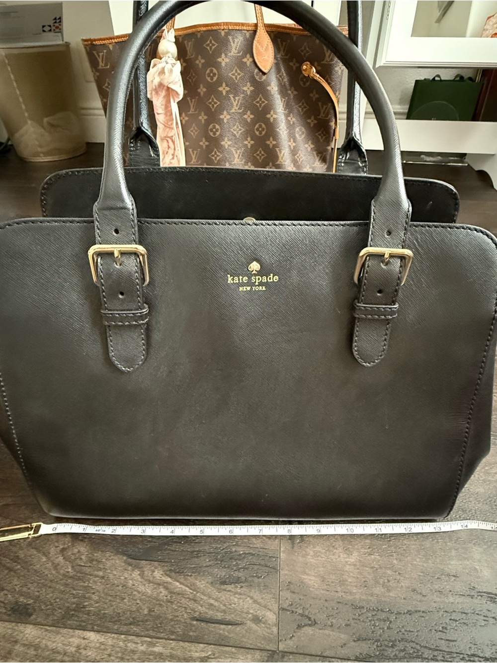 Kate Spade Newbury Lane Miles Black Saffiano Leather Work Tote Bag - Picture 10 of 12